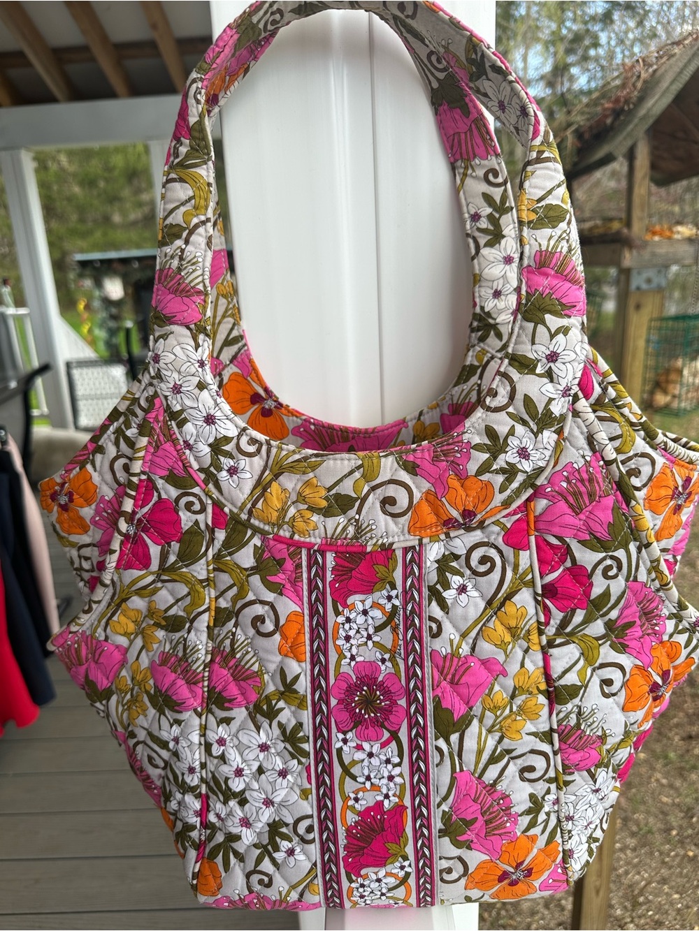 Vera Bradley “Tea Garden” Quilted Floral Tote in Pink, Orange and Olive